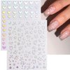 SILPECWEE 14 Sheets Aurora Nail Stickers Laser Silver Nail Art Stickers Decals Holographic Heart Star Butterfly Flower Self Adhesive Nail Designs Stickers 3D Nail Decoration for Nail Art