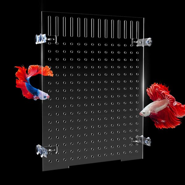 Fish Tank Divider Acrylic Aquarium Divider Kit with 8 Suction Cups Accessories Fish Separator Transparent Plate (Suction Cup Included) 11.8 * 15.7in