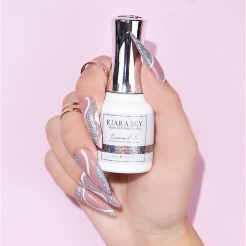 Kiara Sky Professional Nails LED UV Soak Off Diamond FX Reflective Gel Polish - Moondust (Silver)