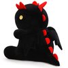 MIAOHAHA Cartoon Funny Plush Dinosaur with Cute Wing, Soft Kids Plush Toy Pillow, Stuffed Animals Dinosaur Toy Gift for Kids and Girls (Black&Red,9.8in/25cm)