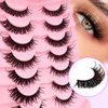 7 Pairs Manga Lashes Wet Look 18mm Flu-ffy D Curl Lashes Cat-Eye Lashes Volume Spiky Lashes Wispy Fairy Lashes Faux Mink False Eyelashes Japanese Korean Lashes(SJ02)