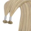 YoungSee U Tip Hair Extensions Human Hair Ash Blonde with Bleach Blonde Highlights U Tips Remy Hair Extensions for Women Highlights Keratin Hair Extensions Human Hair Hot Fusion Blonde 20In 1G/S 50G
