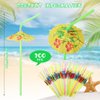 300 Pcs Umbrella Parasol Drinking Straws Luau Party Decorations Bendable Hawaiian Cocktail Straws with Umbrella Disposable Drinking Straws for Summer Beach, Hawaiian Party Decorations