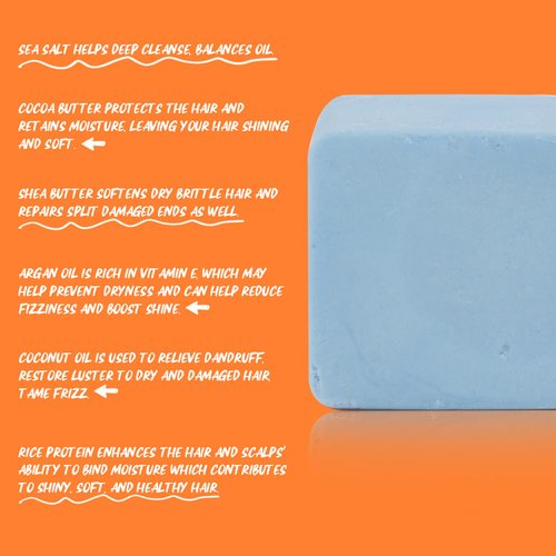 ECOPPEAL Sea Salt Shampoo Bar for All Type Hair, Soothing Formulation Reduces Irritation and Moisturises the Scalp. Bring a New Fluffy Feel (Sea salt shampoo bar)
