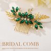 YBSHIN Bride Wedding Rhinestone Hair Comb Gold Leaf Hair Piece Crystal Bridal Side Combs Wedding Hair Accessories for Women and Girls