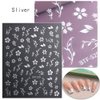 Flower Nail Art Stickers, Cherry Blossoms Nail Decals 3D Self-Adhesive Rose Gold White Sliver Gold Cherry Blossom Spring Nail Design Manicure Tips Nail Decoration for Women Girls Kids(4Sheets)