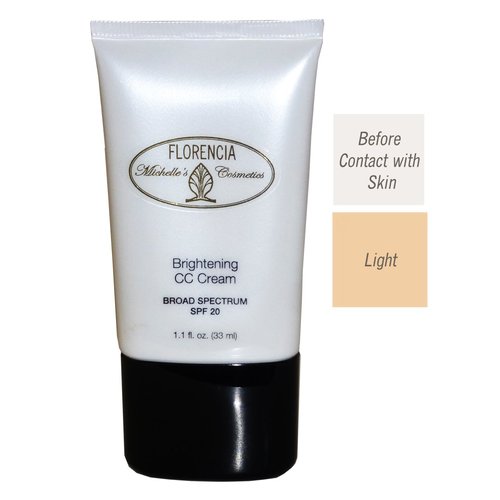 Florencia Brightening CC Face Cream, SPF 20, Adapts to Match Natural Skin Tone, Self-Adjusting Color Correcting Sun protection, Lightweight, Oil Free (Light) 1.1 Ounce