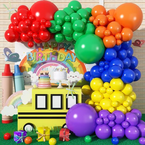 HILAVO Rainbow Balloon Arch Garland Kit 136 Pcs Assorted Colors Latex Helium Balloon Colorful Party Balloons for Kids Rainbow Birthday Fiesta Baby Shower Wedding Engagement Anniversary Party Decor