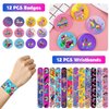 Roller Skate Party Favors 98PCS Slap Bracelets, Stickers, Key Chains, Pin Badges and Temporary Tattoos for Kids Boys Girls Throwback 80s 90s Roller Skating Hip Hop Birthday Party Supplies Decorations