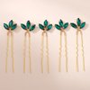 5PCS Green Wedding Hair Pins for Bride Crystal Bridal U Hair Pins for Party Women Rhinestone Hairpins (Green)