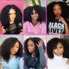 13x6 Afro Curly Lace Front Wigs Human Hair 200% Density 13x6 Transparent Frontal Wigs Human Hair for Women Pre Plucked Curly Glueless Wigs Human Hair Pre Plucked Knots Bleached Black Wigs 22 Inch