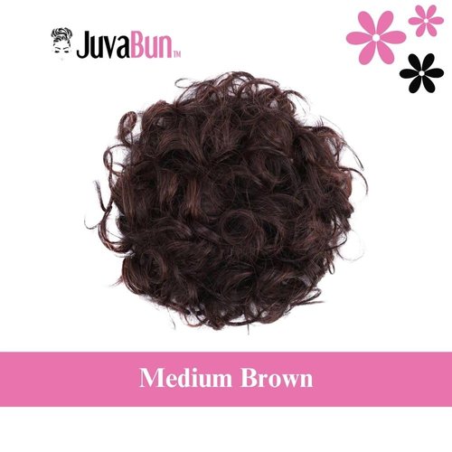 JUVABUN Curled Clip in Hair Buns -Medium Brown| Hair Bun Maker | Hair Buns Hair Piece| Curled Hair Bun Scrunchie | Everyday Wear | Washable & Realistic|Hair Bun Clip -Medium Brown