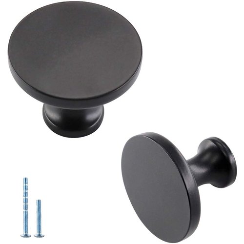 homdiy Cabinet Knobs Black Drawer Knobs Modern Cabinet Door Knobs 5Pack- HDLS9189BK Modern Drawer Dresser Knobs Single Hole Cupboard Knobs Round Knobs for Kitchen Cabinets