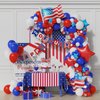 4th of July Balloon Garland Arch Kit,100pcs Navy Blue Red White Balloons Arch With Paper Banner For Independence Day Patriotic Party Supplies, July 4th Balloon Decorations with Shiny Stars Pendants