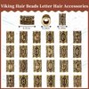 24 Piece Norse Vikings Runes Hair Beard Beads for Bracelets Necklace Accessories DIY Includes 7 Pieces Pull Hair Pin Quick Beader Hair Tool and Black Rubber Bands for Women Men (Gold)