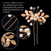 WBCBEC Hair Pins 4pcs, Pearl Floral Crystal Hair Accessories for Brides Bridesmaids Flower Girls(Gold)