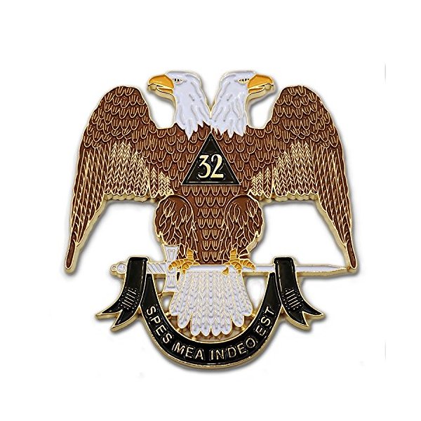 32nd Degree Scottish Rite Masonic Auto Emblem - [Brown & White][3'' Tall]