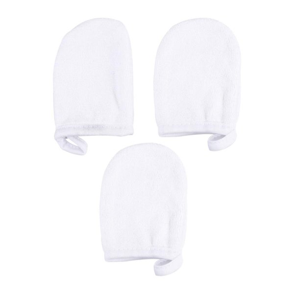 Lurrose 3Pcs Microfiber Face Cleansing Gloves Makeup Remover Face Cleansing Towel Cloth Spa Mitts Soft Washing Tool for Women Ladies Students White