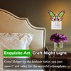 KY&BOSAM Butterfly Night Light Plug into Wall, Real Flower and Glass with Metal Trim Nightlights for Hallway, Nursery Bedroom Bathroom Kids Room, Kitchen, Stairway, Accent Elegant Home Decoration