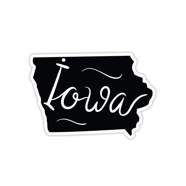 Iowa State Shape - 8" Vinyl Sticker - for Car Laptop I-Pad - Waterproof Decal