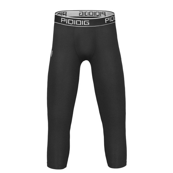 PIQIDIG Youth Boys Compression Pants 3/4 Basketball Tights Sports Capris Leggings Black M