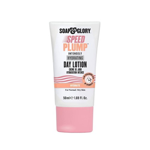 Soap & Glory Speed Plump Intensely Hydrating Day Lotion Moisturizer - Shea Butter & Coconut Oil Face Moisturizer for Dry Skin - 24 Hour Hydrating Lotion with Hyaluronic Acid & Vitamin B (50ml)