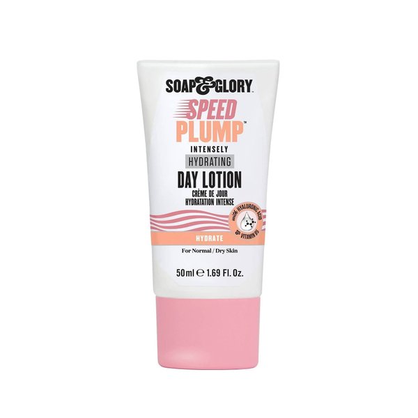 Soap & Glory Speed Plump Intensely Hydrating Day Lotion Moisturizer - Shea Butter & Coconut Oil Face Moisturizer for Dry Skin - 24 Hour Hydrating Lotion with Hyaluronic Acid & Vitamin B (50ml)
