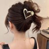 AIUPUOC Heart Hair Clips for Thin Hair for Women Valentine Hair Claw Clips French Hair Barrettes Accessories Holiday Hair Decoration Metal Silver Heart Clips Elegant Gold Claw Clip for Styling 3Pcs