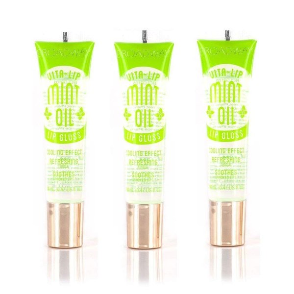 Broadway Vita-Lip Clear Lip Gloss 0.47oz/14ml (BCLG0101- Mint Oil),Pack of 3