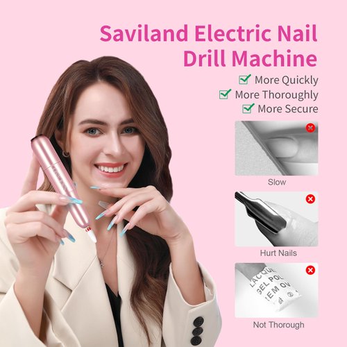 Saviland Electric Nail Drill - Electric Nail File Efile Nail Drill Professional Manicure with 6PCS Nail Drill Bits