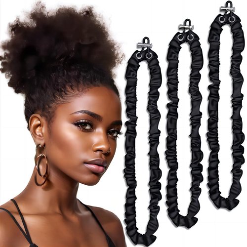 3Pcs Adjustable Silk Hair Tie Extra Length Satin Scrunchies for Women Girls, Hair Scrunchies No Slip Ouchless Hairband Women's Black Satin Hairband Ponytail Holders Hair Scrunchies Accessories
