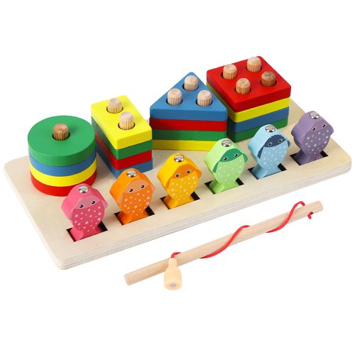 Merabufa Montessori Toys for 3 4 5 Years Old Toddler Boys Girls, Wooden Sorting & Stacking Toys for Toddlers, Wooden Blocks for Toddlers Preschool Motor Skills Toys Birthday Chirstmas Gift for Baby