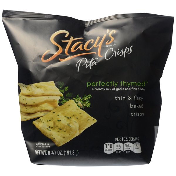 Stacy's Pita Chips Perfectly Thymed Pita Crisps, 6.75 oz Bags (Pack of 8)