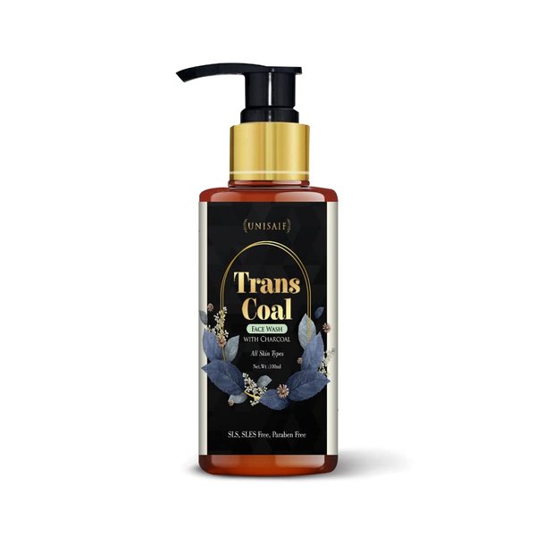 Unisaif Transcoal Charcoal Face Wash - Natural Charcoal Face Wash Men & Women | Acne Prevention Exfoliating Face Wash | Oil Control | Deep Facial Cleanser 100ML