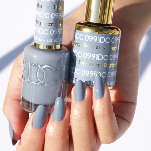 DND DC Gel Polish Set, Blue Collection, UV/LED Gel Polish and Air Dry Nail Lacquer, Matching Chip-Free Polish Duo, 099 Bayberry, 0.5 Fl Oz