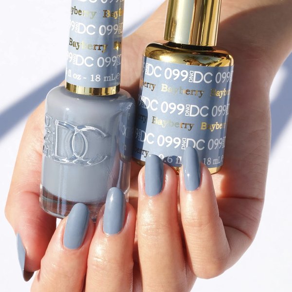 DND DC Gel Polish Set, Blue Collection, UV/LED Gel Polish and Air Dry Nail Lacquer, Matching Chip-Free Polish Duo, 099 Bayberry, 0.5 Fl Oz