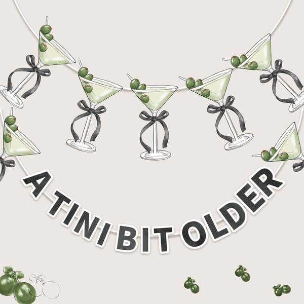 TaoBary A Tini Bit Older Banner, Martini Themed Party Decorations Weenies and Tinis Party Garland Bachelorette Party Bridal Shower Martini Trendy Birthday Theme Party Supply, 2 Pcs(Green and Black)