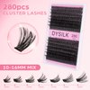 DYSILK Lash Clusters, 280 Pcs Fluffy Cluster Lashes DIY Cluster Eyelash Extensions Volume Reusable Individual Lashes Cluster Wispy Look Super Thin Band & Soft(Fluffy, D-10-16mix)