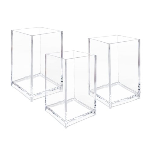 Newkita 3 Pack Clear Acrylic Cosmetic Pencil Pen Holder Cup, Clear Makeup Brush Holder, Desk Acrylic Brushes Storage