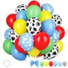 Toy Inspired Story Balloons,12 Inchs Yellow Light Blue Clouds White Cow Print Balloons for Kids Boys Toy Birthday Cartoon Story Farm Theme Baby Shower House Party Decorations