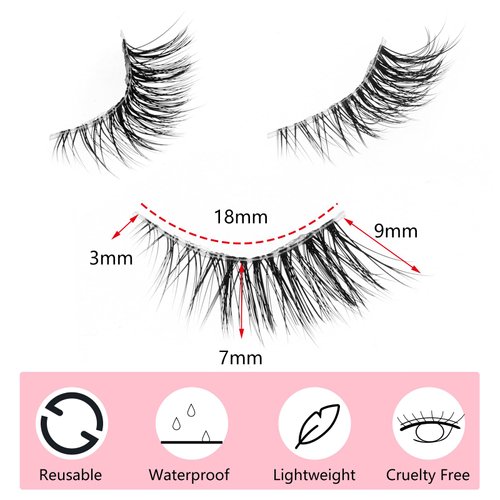 Gjinxi Half False Eyelashes with Clear Band, 6 Pairs 9 MM Natural Half Lashes Short Wispy Clear Band Lashes 3D Lash Short Cat Eye Lash DIY Eyelashes Extension at Home for Most Eye Shapes