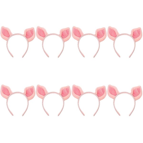 Beaupretty 8pcs halloween costume headband animals hair hoop puppy ear headwear Halloween Pig Ears pig mask Pig Ear Hair Band farm animal headband pink hair accessories piggy travel apparel