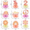 Two Groovy Party Decorations Table Honeycomb Centerpieces for Girls, 9 Pcs Groovy Birthday Theme Table Topper Party Supplies, 60s Retro Hippie Boho Party Decor 2nd Birthday Supplies