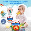 Jbery Baby Tissue Box Toy - Baby Toys 6-12 Months Montessori Toys for 6 Month Old Toys with Textured Tails, Baby Cloth Tissues Toy, Crinkle, Squeaky Sounds, Mirror