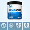 Evlution EVL BCAAs Amino Acids Powder - BCAA Powder Post Workout Recovery Drink and Stim Free Pre Workout Energy Drink Powder - 5g Branched Chain Amino Acids Supplement for Men - Unflavored Powder