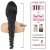KRSI Long Wavy Drawstring Ponytail Extension, 28inch, 1B#, for Women, Black Hair Clip-in, Synthetic Hair, Hair Extension