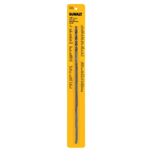 DEWALT DW1606 1/4-Inch by 12-Inch Extra Long Black Oxide Drill Bit