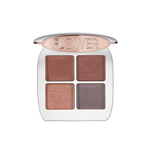FLOWER BEAUTY Petal Play Shadow Quad | 4 Highly-Pigmented, Long-Lasting Shades | Luxurious Formula Crease-Free Formula | Highly Pigmented, Illuminating Eye Makeup Palette - Black Iris (Pack of 1)