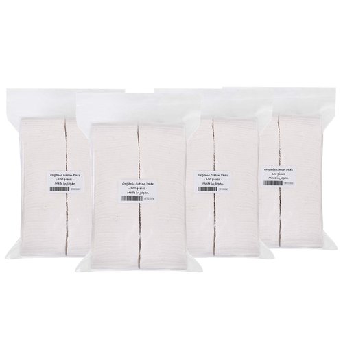 Japanese Organic Cotton Pads 100 Pieces 100% Organic Unbleached [Made in Japan] (4 Packs)