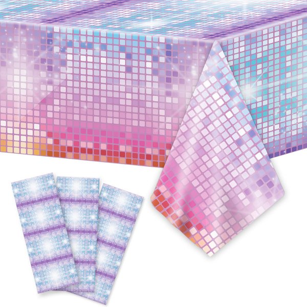gisgfim 3 Pcs Disco Tablecloth Las Vegas Party Tablecover for Casino Theme Party Supplies Table Cover Table Decorations for 60s 70s 80s 90s Disco Birthday Party Supplies